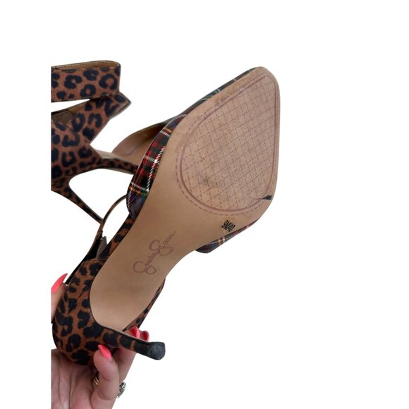 JESSICA SIMPSON Plaid Animal Print Mixed Heels Size 9 - Picture 10 of 10